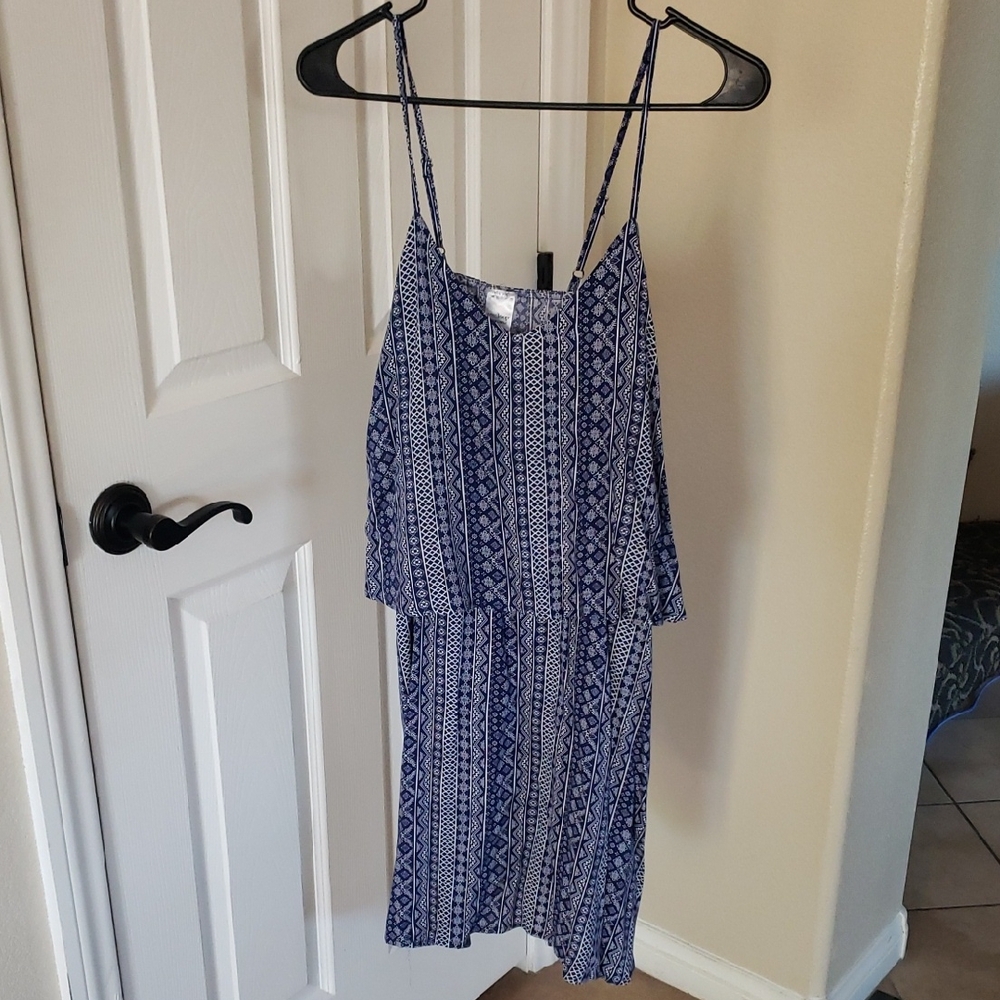 West Loop Navy and White Patterned Midi Dress